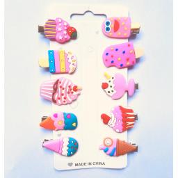 BR22604 - 1 SET JEPIT RAMBUT ANAK MOTIF ICE CREAM - 1Set (isi 10pcs)