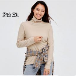 BR22633 - KAOS POLOS CREAM LENGAN PANJANG TURTLE NECK SIZE XL