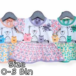 BR22640-3 - DRESS BAYI LENGAN MOTIF LITTLE BEAR - Tosca