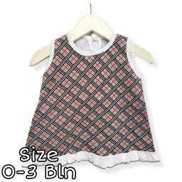 BR22641 - DRESS BAYI TANPA LENGAN MOTIF KOTAK-KOTAK ABU