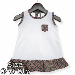 BR22643 - DRESS BAYI TANPA LENGAN MOTIF KOTAK ABU