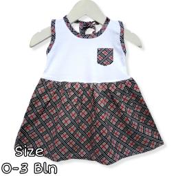 BR22648 - DRESS BAYI TANPA LENGAN MOTIF KOTAK ABU