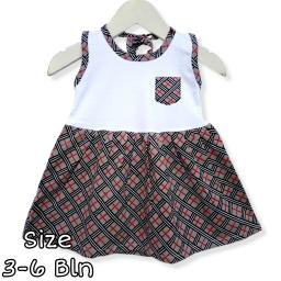 BR22649 - DRESS BAYI TANPA LENGAN MOTIF KOTAK ABU