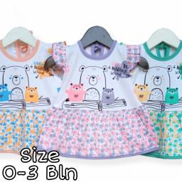 BR22652-2 - DRESS BAYI PEREMPUAN MOTIF LITTLE BEAR - Lilac