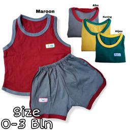 BR22654 - SETELAN BAYI LAKI- LAKI POLOS - Maroon