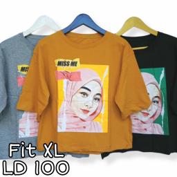 BR22678-3 - MISS ME LENGAN 3/4 TSHIRT TUMBLR TEE SIZE XL - Hijau