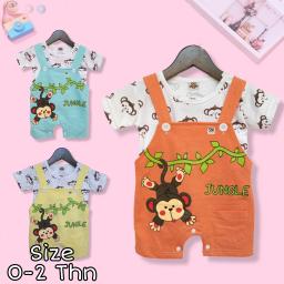 BR22688 - JUMPSUIT ANAK MONKEY JUNGLE PDM - Orange