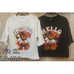 BR22703 - HELLO LENGAN 3/4 TSHIRT TUMBLR TEE SIZE XL - Putih