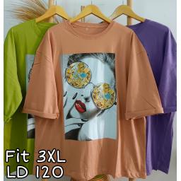 BR22712-3 - GLASSES GIRL TSHIRT TUMBLR TEE LENGAN 7/8 SIZE 3XL - Purple
