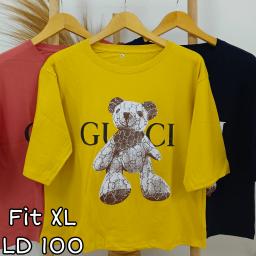 BR22718-2 - GUC BEAR LENGAN 3/4 TSHIRT TUMBLR TEE SIZE XL - Kuning