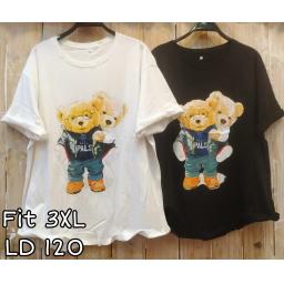 BR22726-2 - BEAR TSHIRT TUMBLR TEE SIZE 3XL - Hitam