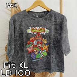 BR22745 - SUPER MARIO LENGAN 3/4 IMPORT TSHIRT TUMBLR TEE HITAM SIZE XL
