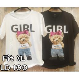 BR22754-2 - BEAR GIRL TSHIRT TUMBLR TEE SIZE XL - Hitam