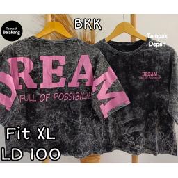 BR22755 - DREAM LENGAN 3/4 IMPORT TSHIRT TUMBLR TEE HITAM SIZE XL