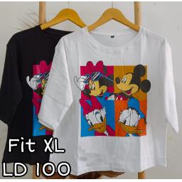 BR22766 - MICKEY DISNEY LENGAN 3/4 TSHIRT TUMBLR TEE SIZE XL - Putih