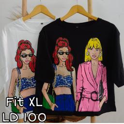 BR22767 - GIRL LENGAN 3/4 TSHIRT TUMBLR TEE SIZE XL - Putih