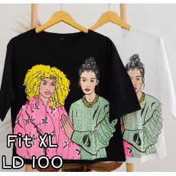 BR22769-2 - GIRL LENGAN 3/4 TSHIRT TUMBLR TEE SIZE XL - Putih