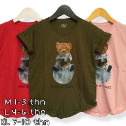BR22786-2 - BEAR KAOS ANAK TSHIRT TUMBLR TEE - M Hijau Army