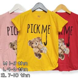 BR22790 - PICK ME BEAR KAOS ANAK TSHIRT TUMBLR TEE - Dusty M