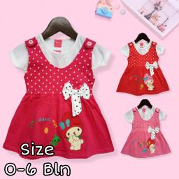 BR22807-3 - OVERALL DRESS BAYI MOTIF PITA BUNNY PDM - Pink