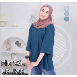 BR22829 - KAOS POLOS DARK DENIM LENGAN 7/8 TSHIRT TUMBLR TEE SIZE 2XL