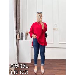 BR22858 - KAOS POLOS MERAH LENGAN 7/8 TSHIRT TUMBLR TEE SIZE 2XL