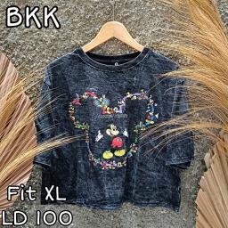BR22875 - MICKEY LENGAN 3/4 IMPORT TSHIRT TUMBLR TEE HITAM SIZE XL