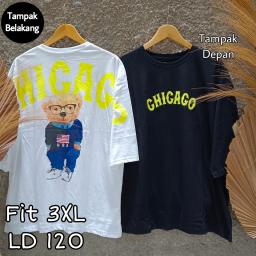 BR22885 - CHIC TSHIRT TUMBLR TEE LENGAN 7/8 SIZE 3XL - Putih