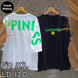BR22886-2 - HAPPI TSHIRT TUMBLR TEE LENGAN 7/8 SIZE 3XL - Hitam