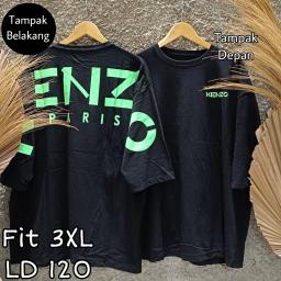 BR22897 - KENZ HITAM TSHIRT TUMBLR TEE LENGAN 7/8 SIZE 3XL