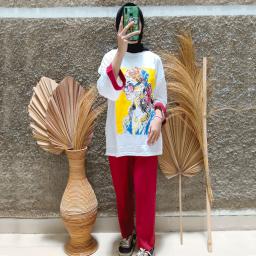 BR22902 - SETELAN GIRL MAROON LENGAN 7/8 SIZE 3XL