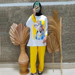 BR22903 - SETELAN GIRL KUNING LENGAN 7/8 SIZE 3XL