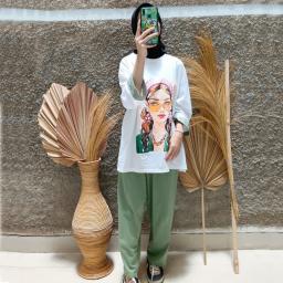 BR22906 - SETELAN GIRL HIJAU SAGE LENGAN 7/8 SIZE 3XL
