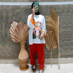 BR22907 - SETELAN GIRL ORANGE LENGAN 7/8 SIZE 3XL