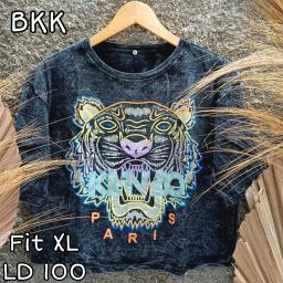 BR22924 - KENZ LENGAN 3/4 IMPORT TSHIRT TUMBLR TEE HITAM SIZE XL