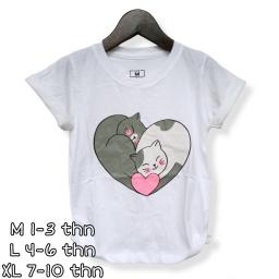 BR22939 - CAT LOVE PUTIH KAOS ANAK TSHIRT TUMBLR TEE - Size M