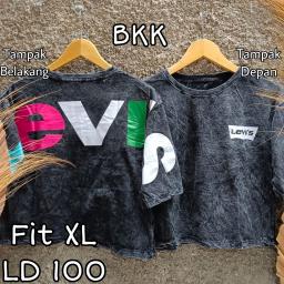 BR22943 - LEVI LENGAN 3/4 IMPORT TSHIRT TUMBLR TEE HITAM SIZE XL