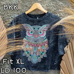 BR22945 - OWL LENGAN 3/4 IMPORT TSHIRT TUMBLR TEE HITAM SIZE XL