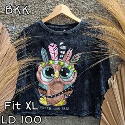 BR22951 - OWL LENGAN 3/4 IMPORT TSHIRT TUMBLR TEE HITAM SIZE XL