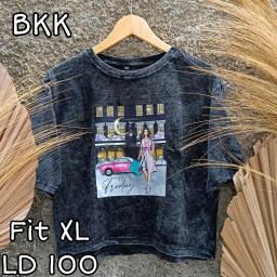 BR22952 - GIRL LENGAN 3/4 IMPORT TSHIRT TUMBLR TEE HITAM SIZE XL