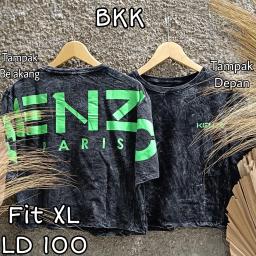 BR22958 - KENZ LENGAN 3/4 IMPORT BKK TSHIRT TUMBLR TEE HITAM SIZE XL