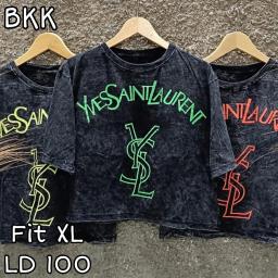 BR22982-3 - YS LENGAN 3/4 IMPORT BKK TSHIRT TUMBLR TEE HITAM SIZE XL - Orange