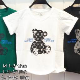 BR23023 - BEAR KAOS ANAK TSHIRT TUMBLR TEE - Size l Hijau