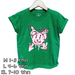 BR23032 - BEAR HIJAU KAOS ANAK TSHIRT TUMBLR TEE - Size L Hijau