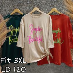 BR23049-1 - SIMPLE TSHIRT TUMBLR TEE LENGAN 7/8 SIZE 3XL - Hijau Tua
