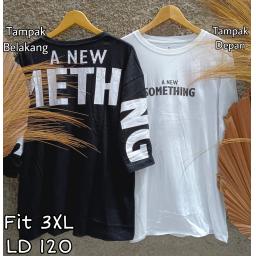 BR23060 - SOMETHING TSHIRT TUMBLR TEE LENGAN 7/8 SIZE 3XL - Hitam