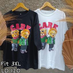 BR23064 - CARE BEAR TSHIRT TUMBLR TEE LENGAN 7/8 SIZE 3XL - Hitam