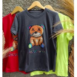 BR23104 - BEAR SMILE TSHIRT TUMBLR TEE - Merah