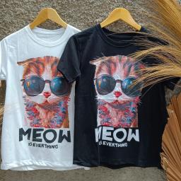 BR23115 - MEOW TSHIRT TUMBLR TEE - Putih