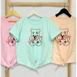 BR23173 - KAOS CROP TEE TALI BEAR LOUIS - Pink